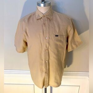 faconnable shirts men linen short sleeves tan  shirt(108)